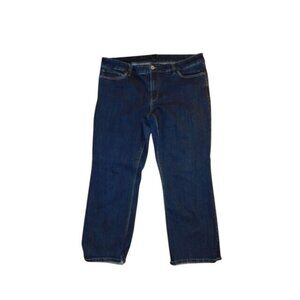 White House Black Market WHBM Size 14 Flare Crop Dark Wash Denim Jeans